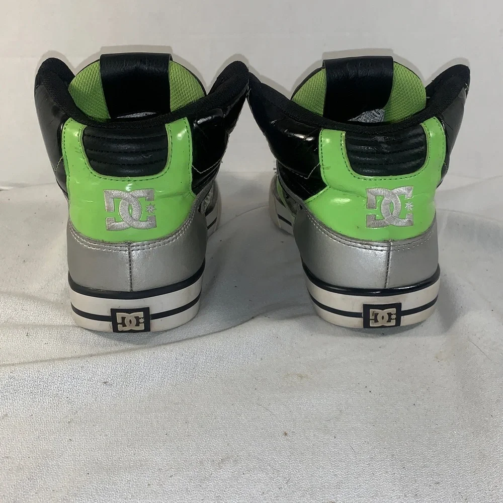 DC Men’s Pure High-Top Black/Silver/Green Skate Sneakers